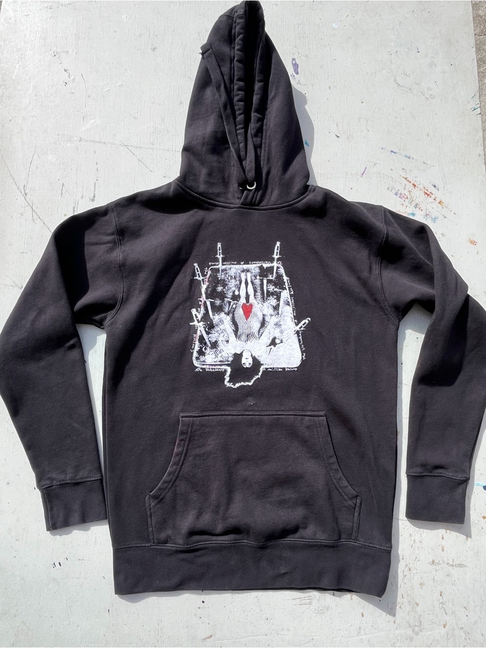 Men's Velveteers Sweatshirt Black Spell-Out M Rock Denver Shoegaze Emo Band
